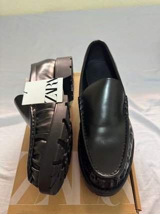 Mocasines Zara Piel Sintética Negros