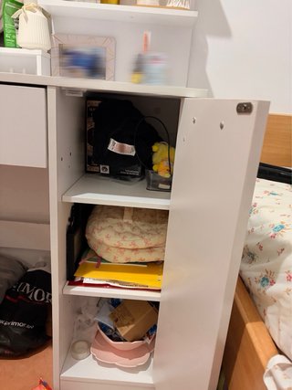 Tocador blanco con espejo y cajón