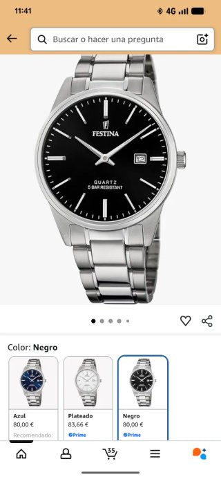 Festina Reloj Hombre Negro Cuarzo F20511
