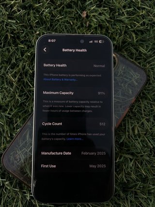 iPhone 16 pro max  Salud de la bateria 91%