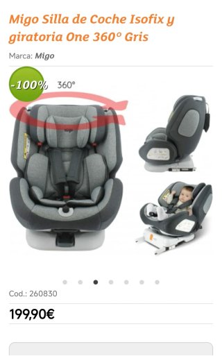 2 Sillas coche Isofix bebé/niño Marca Migo 360°