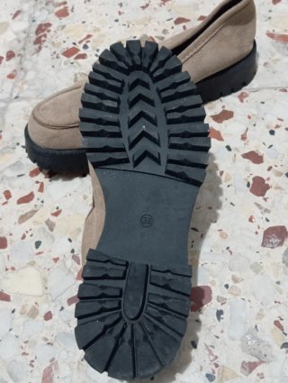 Mocasines plataforma chunky beige talla 38