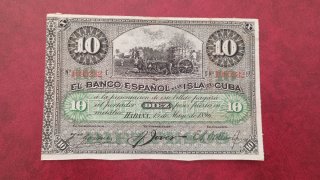 🇪🇸 ESPAÑA CUBA 1896 10 PESOS BILLETE ORIGINAL