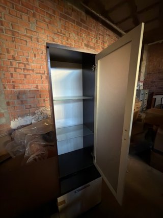 Mueble modular salón madera y cristal