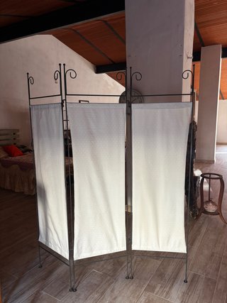 Biombo decorativo metal y tela