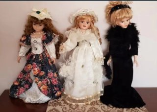 Lote 3 Muñecas Porcelana Vintage Años 70