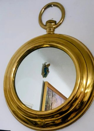 Grande espejo de latón dorado de 70cm por 52