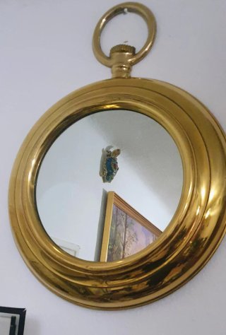 Grande espejo de latón dorado de 70cm por 52
