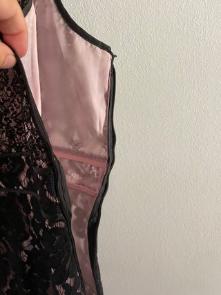 Vestido Adolfo Domínguez Negro y Rosa el forro