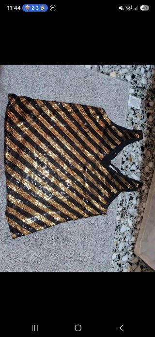 Camisa tirantes lentejuelas oro y negro