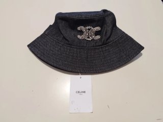 Cappello bucket Celine denim con strass