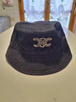Cappello bucket Celine denim con strass