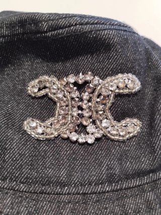 Cappello bucket Celine denim con strass
