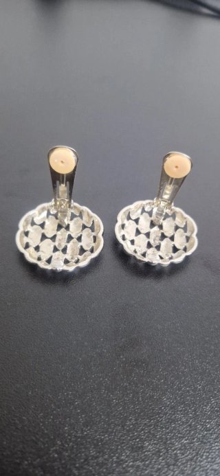 Pendientes vintage de clip plateados – 3 cm