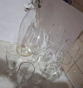 6 Calici Vino Spumante Vetro