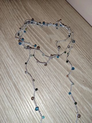 Collar multiposición plata y azul