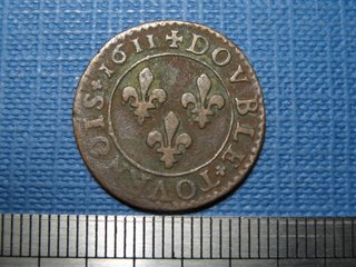 Moneda Francesa 1611 Luis XIII Doble Tournois
