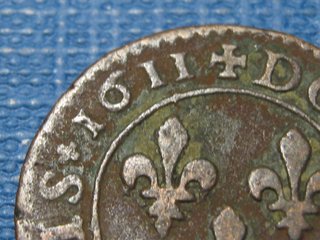 Moneda Francesa 1611 Luis XIII Doble Tournois