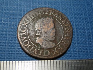 Moneda Francesa 1611 Luis XIII Doble Tournois