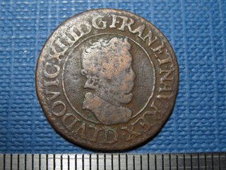 Moneda Francesa 1611 Luis XIII Doble Tournois