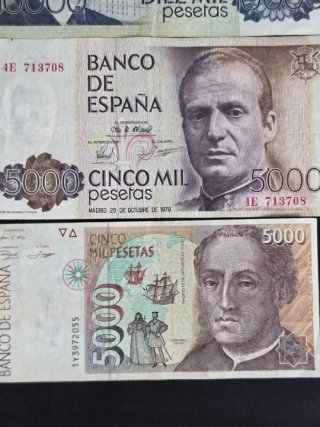 Lotes de Billetes Españoles 10000 y 5000 Pesetas