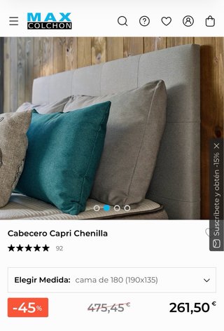 Cabecero Capri Chenilla Cama 180