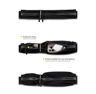 Cinturón running S/M negro impermeable portaobjeto