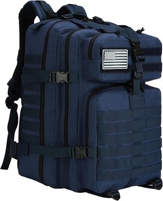 Mochila Táctica Militar 50L Azul + 2 Parches