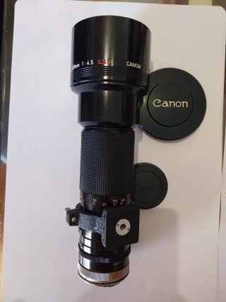 Canon FD 400mm 4.5 con adaptador