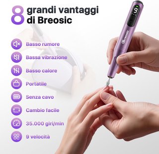 Torno Uñas Eléctrico Breosic Morado 35000 RPM
