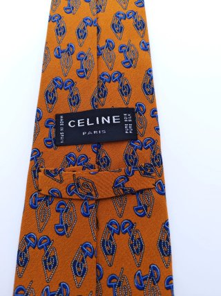 Cravatta CELINE Seta Arancione Vintage Equestre