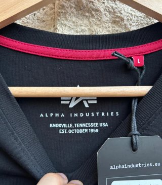 Camiseta Manga Larga Alpha Industries Negra Algodó
