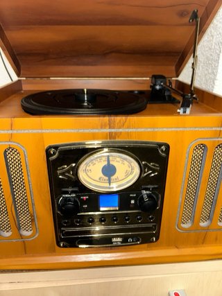 Tocadiscos Madera Retro con CD, USB, Radio