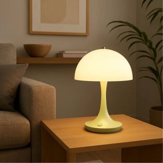 Candeeiro de mesa verde e branco