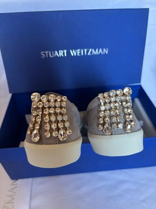 Mocasines Stuart Weitzman Camoscio Grigio Gioiello