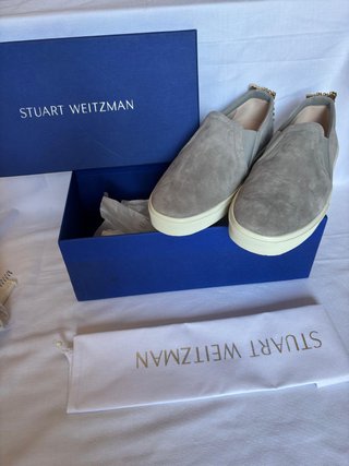 Mocasines Stuart Weitzman Camoscio Grigio Gioiello