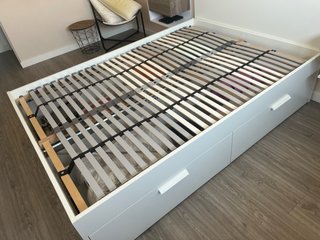 Cama con cajones blanca y madera 140x200cm IKEA