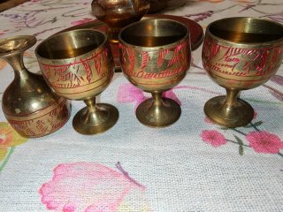 Juego té miniatura vintage latón