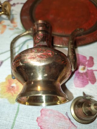 Juego té miniatura vintage latón