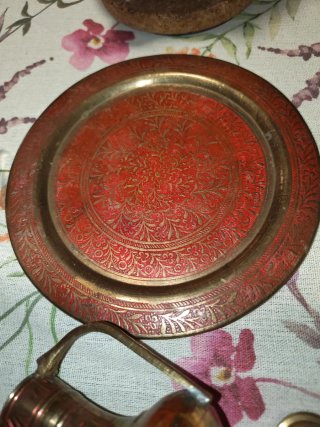 Juego té miniatura vintage latón