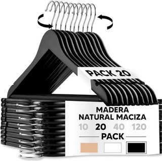 Pack 20 Perchas Madera Negras NUEVO