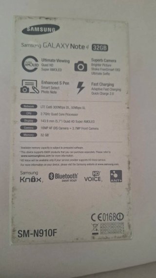 Samsung Galaxy Note 4 Caja y Cargador