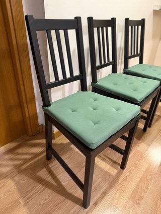 4 Sillas Comedor IKEA PINNTORP Negras/Verdes