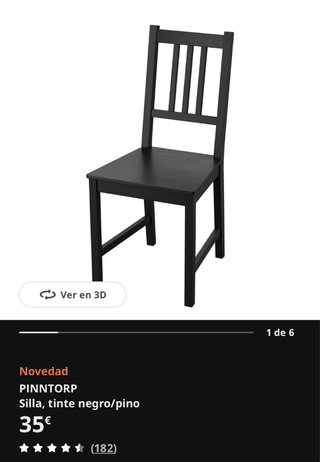 4 Sillas Comedor IKEA PINNTORP Negras/Verdes