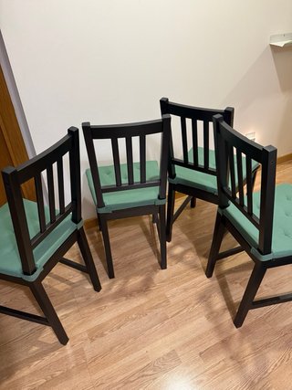 4 Sillas Comedor IKEA PINNTORP Negras/Verdes