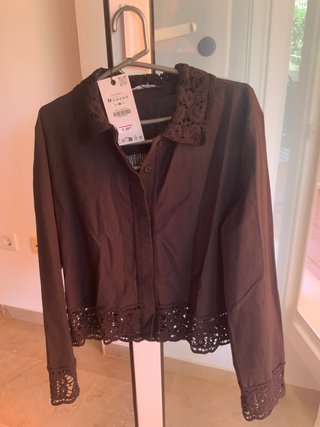 Camisa Zara T M Negra Encaje