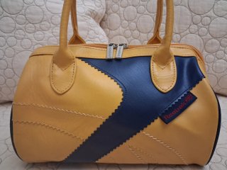 Bolso Reebok Piel Genuina Amarillo y Azul