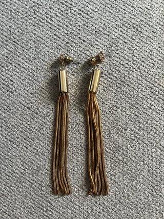 Pendientes largos con flecos, dorados