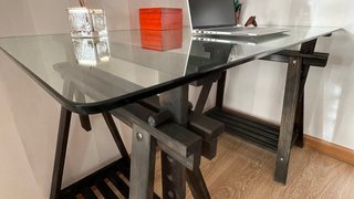 Escritorio cristal templado y madera