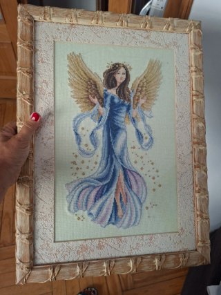 Quadro punto croce con cornice in legno